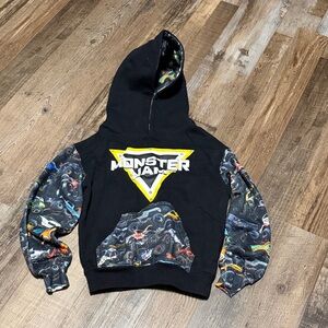 Monster Jam Kids Hoodie - Black with Colorful Graphic Sleeves